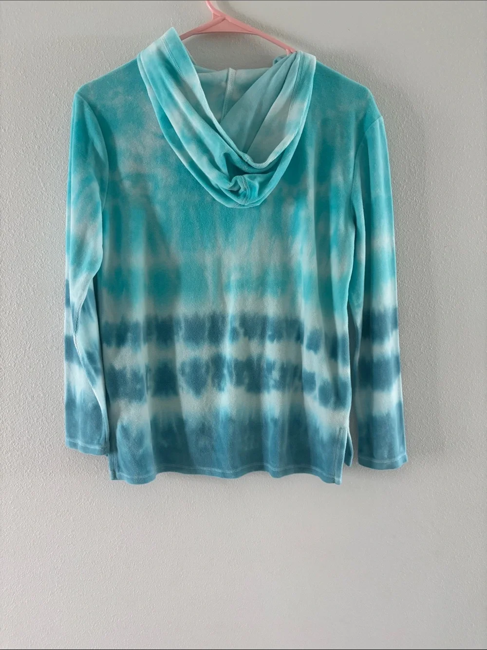 Justice Girls Tie-Dye Hoodie Jacket in Aqua, Teal, White